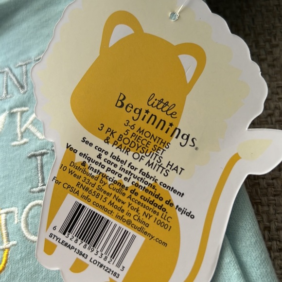 Little Beginnings 5 Piece Neutral Baby Onesie Set - Picture 4 of 6